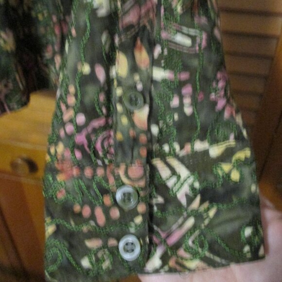Vintage top, Territory Ahead button down textured embroidered blouse size L - Picture 6 of 7